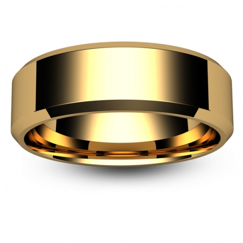 Flat Court Chamfered Edge - 7mm (CEI7Y) Yellow Gold Wedding Ring